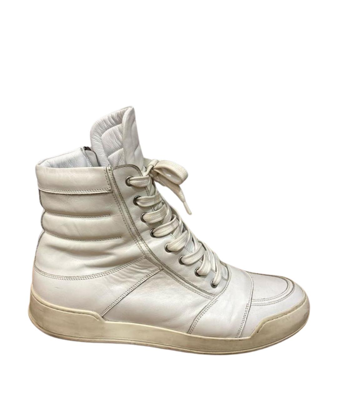 BALMAIN Белые кожаные высокие кроссовки / кеды, фото 1