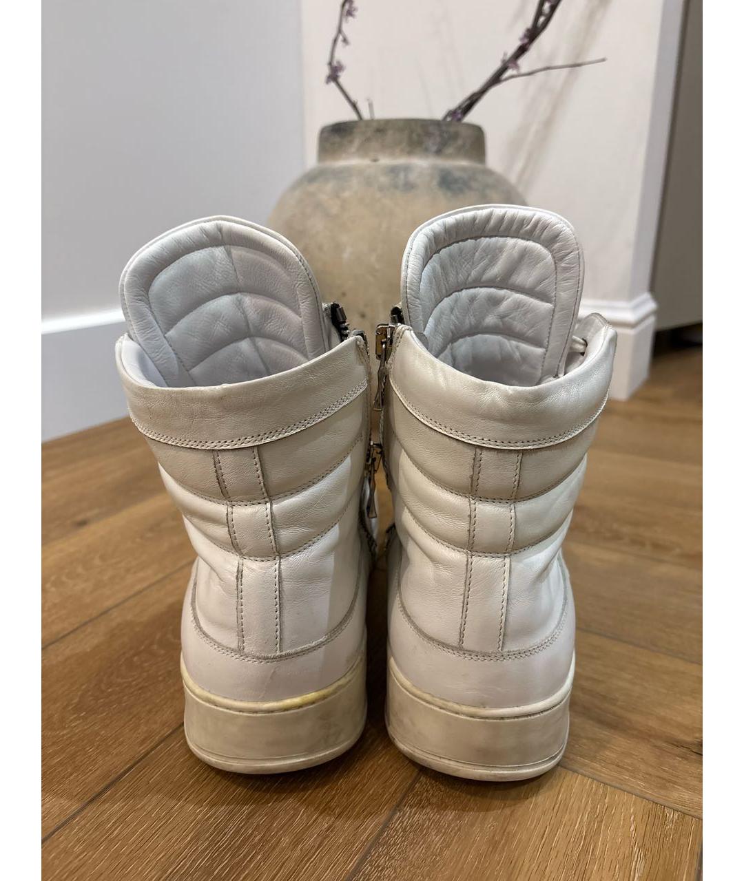 BALMAIN Белые кожаные высокие кроссовки / кеды, фото 2