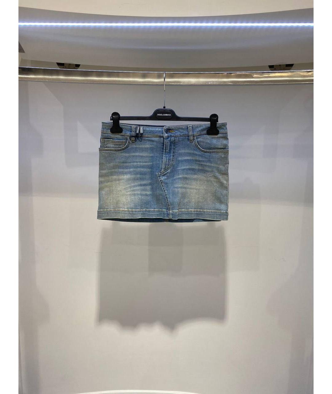 DOLCE&GABBANA Синяя юбка мини, фото 3