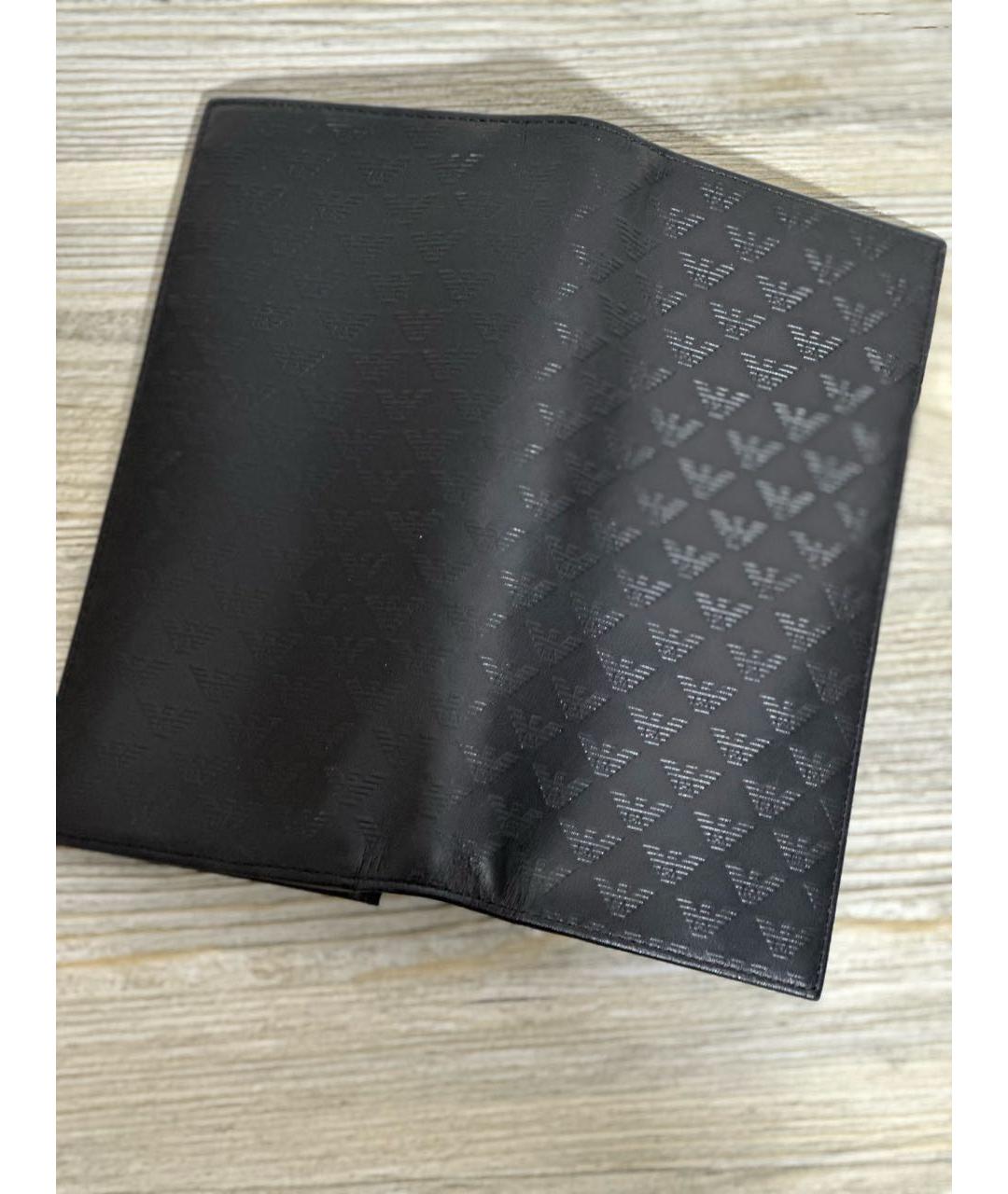 EMPORIO ARMANI Черный кожаный кошелек, фото 2