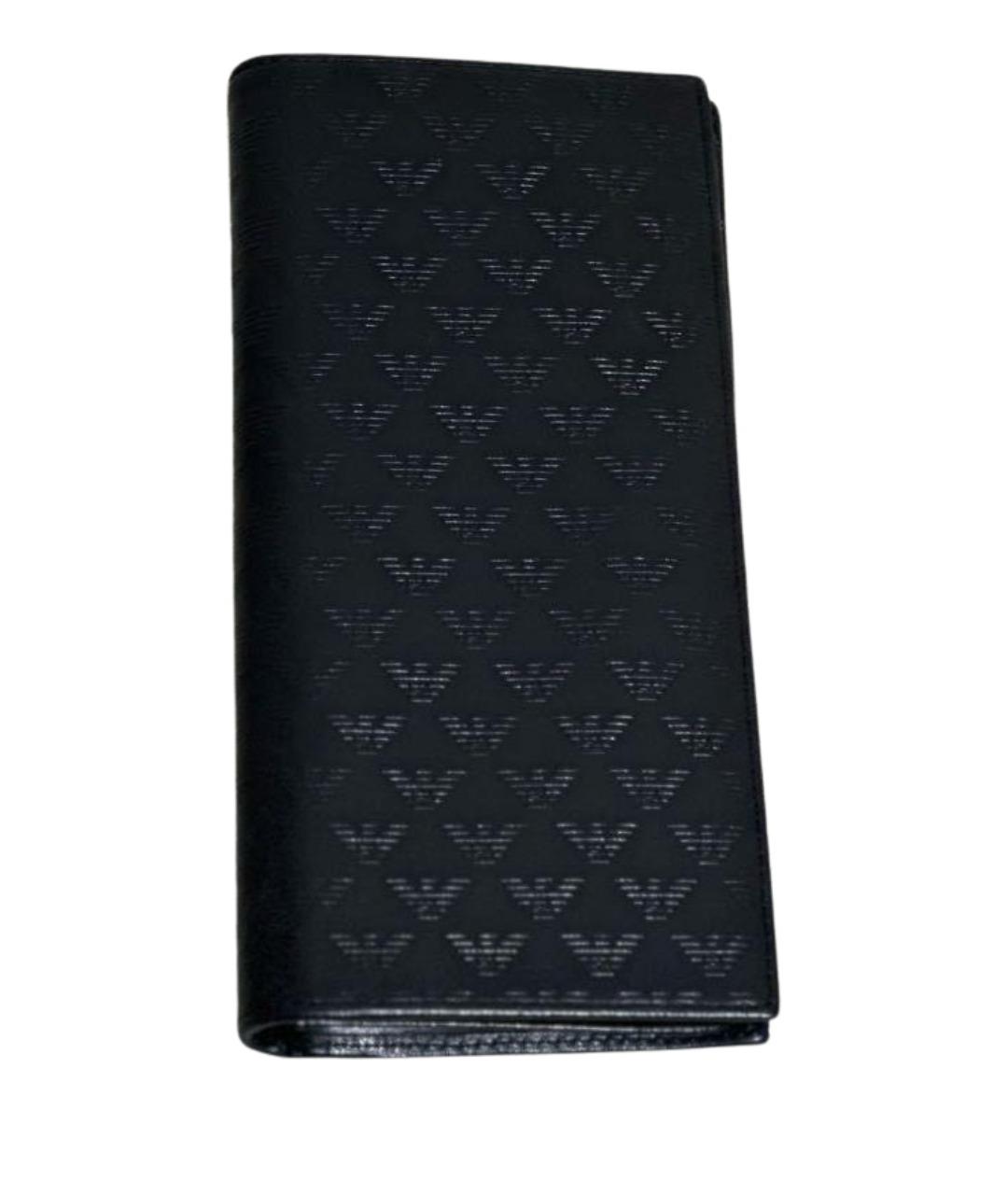 EMPORIO ARMANI Черный кожаный кошелек, фото 1