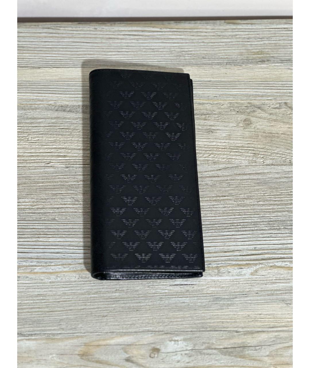 EMPORIO ARMANI Черный кожаный кошелек, фото 4