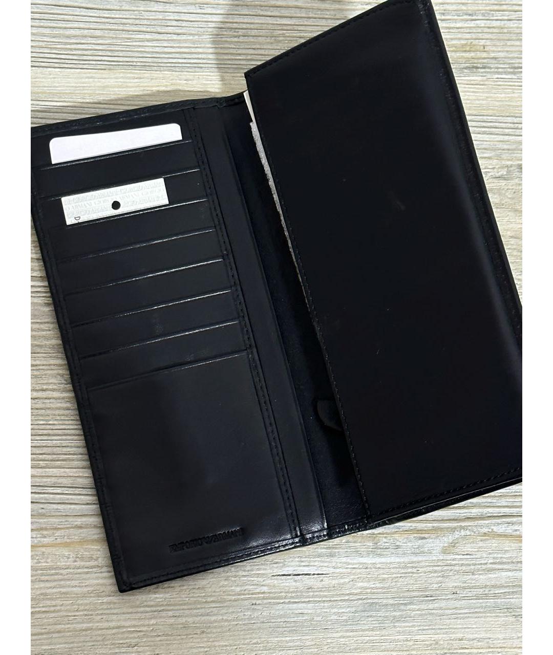 EMPORIO ARMANI Черный кожаный кошелек, фото 3