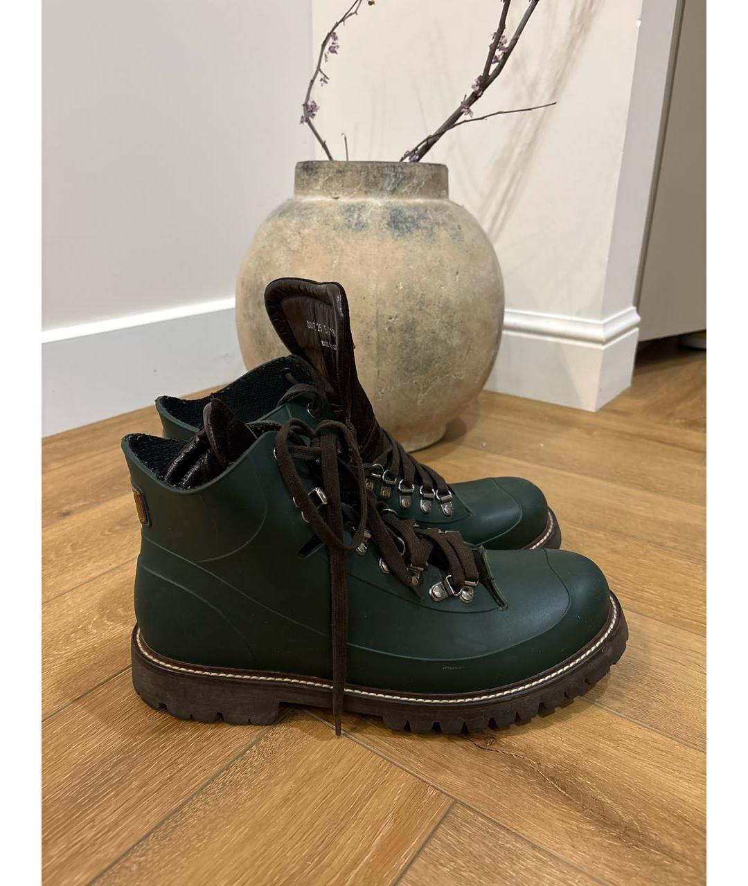 DOLCE&GABBANA Хаки резиновые высокие ботинки, фото 7