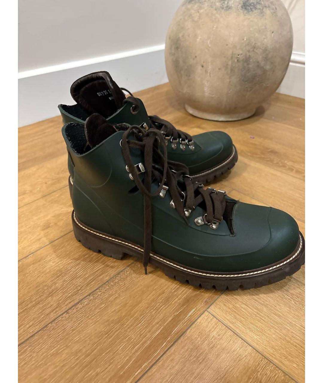 DOLCE&GABBANA Хаки резиновые высокие ботинки, фото 5
