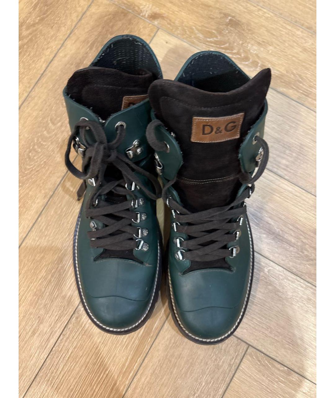 DOLCE&GABBANA Хаки резиновые высокие ботинки, фото 3