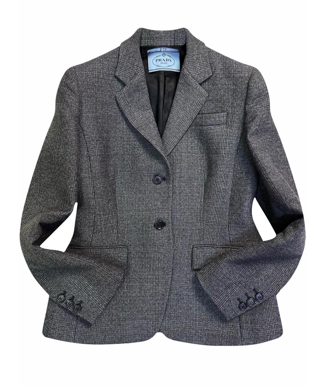 PRADA Серый шерстяной жакет/пиджак, фото 1
