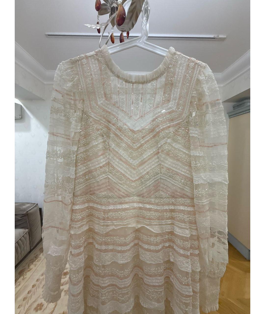 NEEDLE & THREAD Бежевое кружевное вечернее платье, фото 4