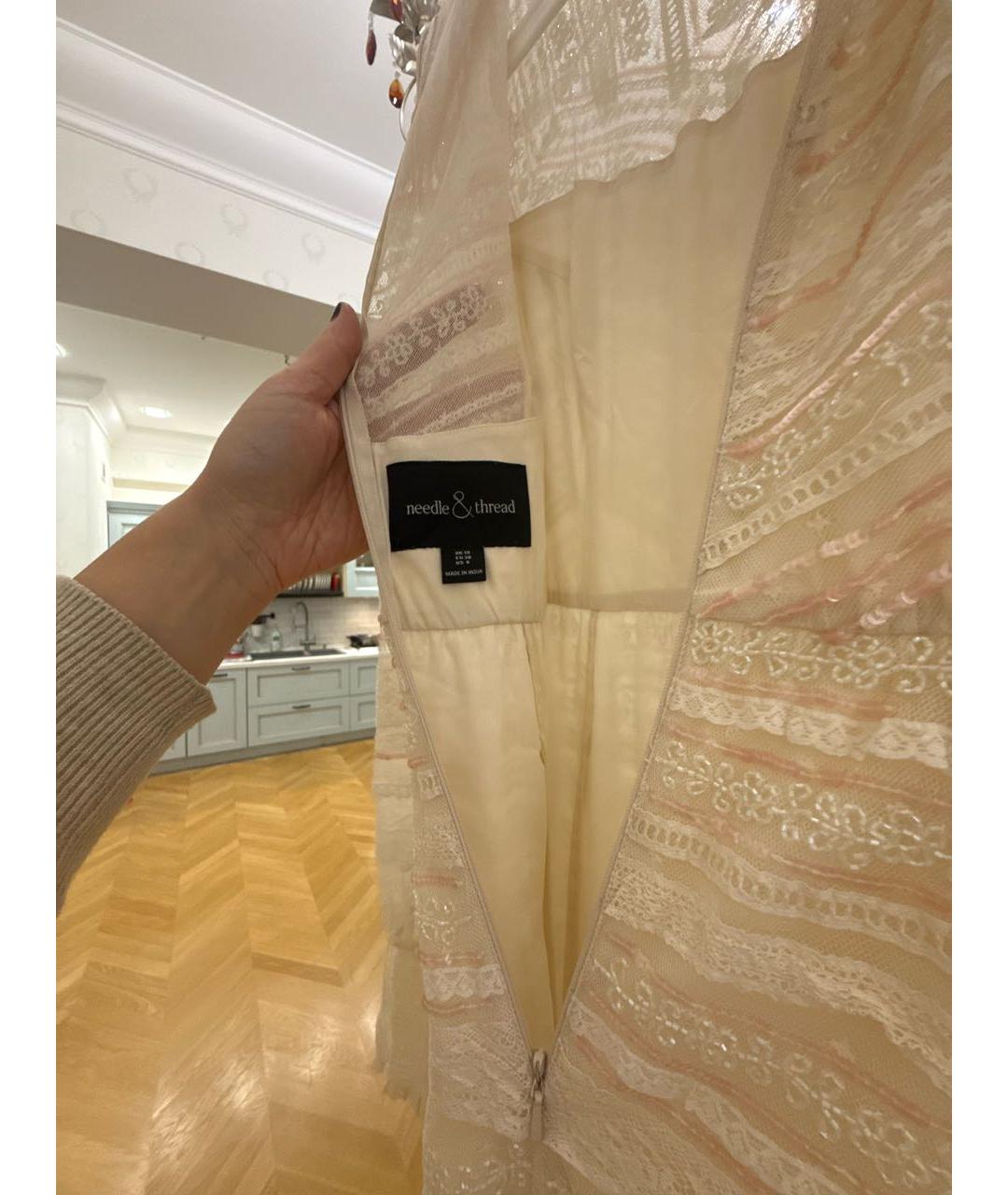NEEDLE & THREAD Бежевое кружевное вечернее платье, фото 3