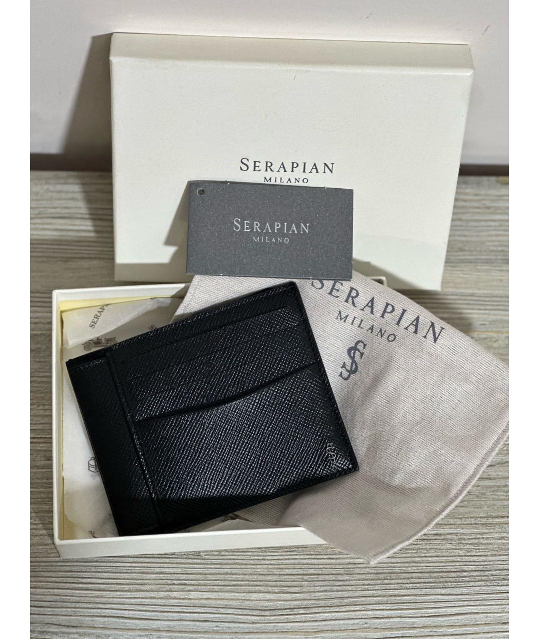 SERAPIAN Черный кожаный кардхолдер, фото 2