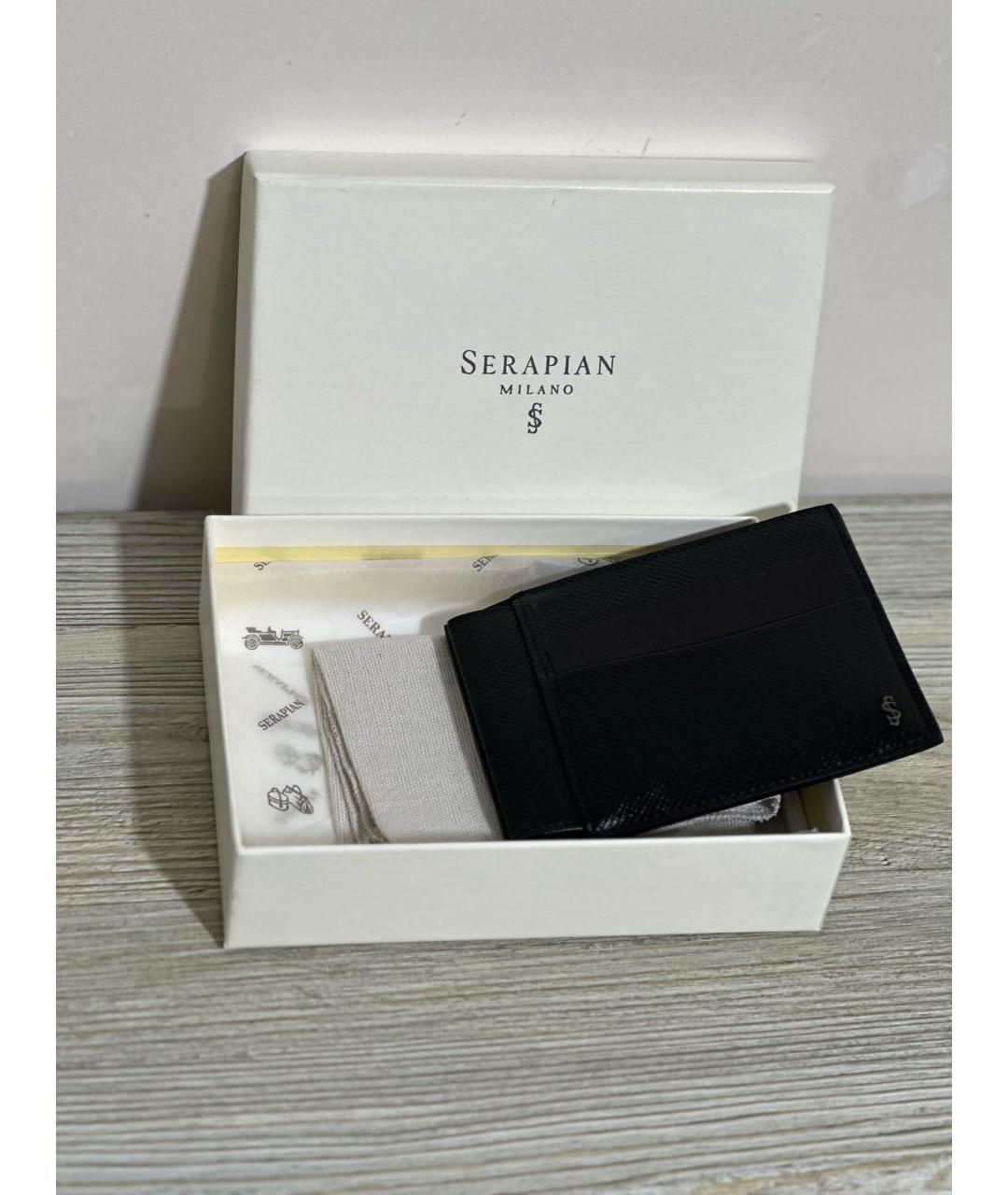 SERAPIAN Черный кожаный кардхолдер, фото 7