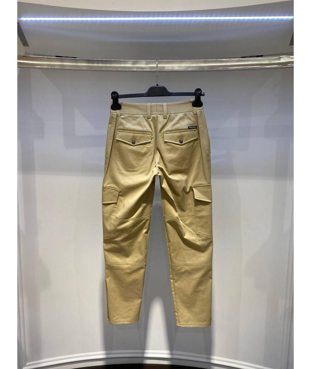 DOLCE&GABBANA Бежевые хлопковые прямые брюки, фото 2