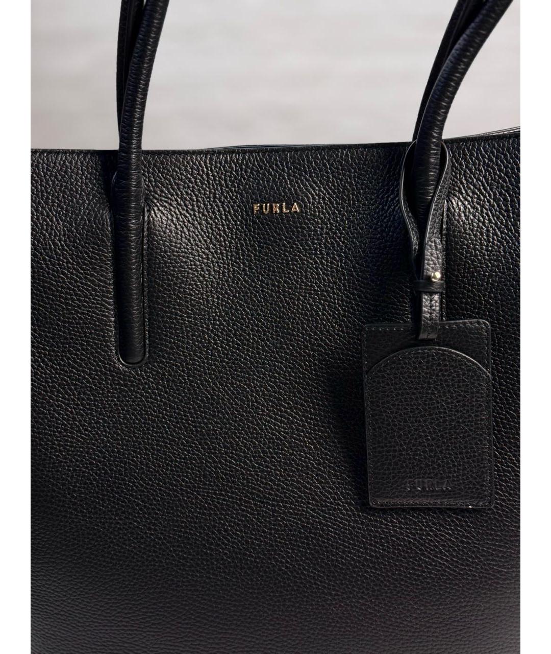 FURLA Черная кожаная сумка с короткими ручками, фото 6