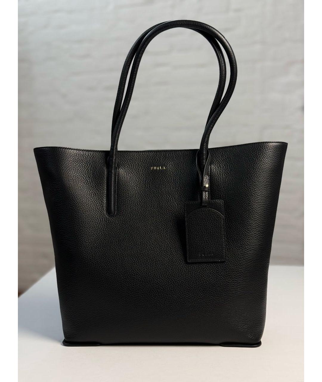 FURLA Черная кожаная сумка с короткими ручками, фото 8