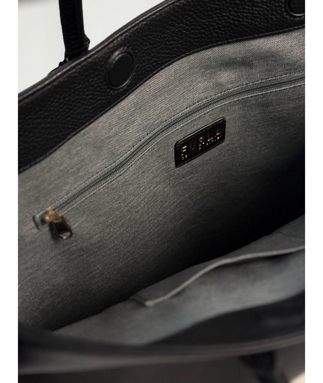 FURLA Черная кожаная сумка с короткими ручками, фото 7