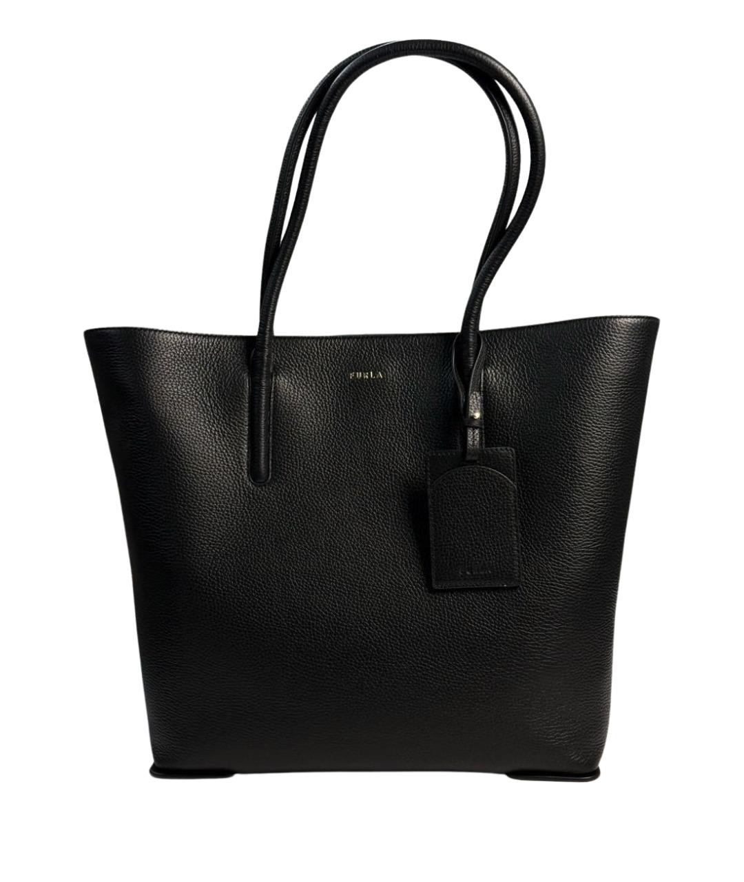 FURLA Черная кожаная сумка с короткими ручками, фото 1