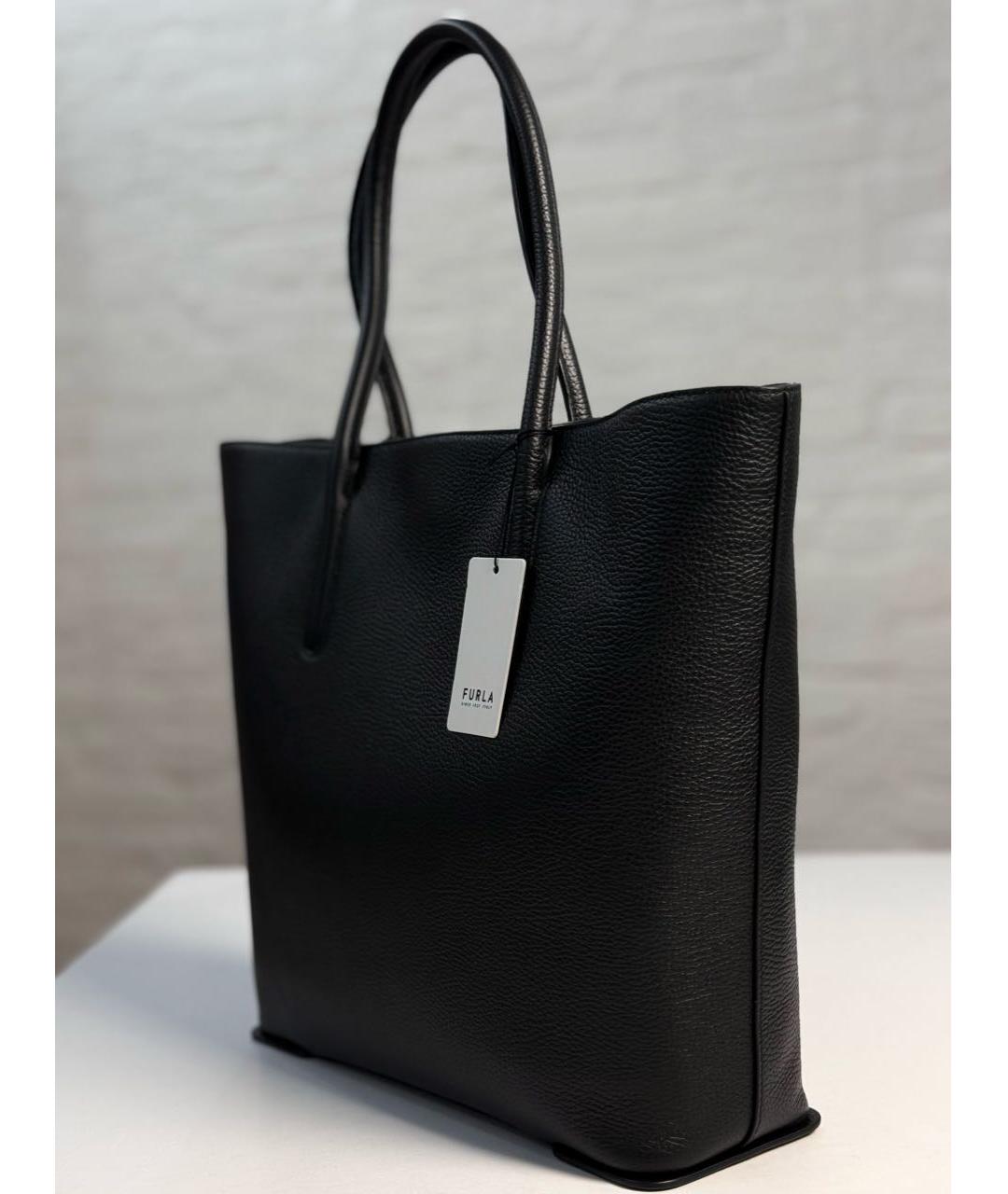 FURLA Черная кожаная сумка с короткими ручками, фото 4