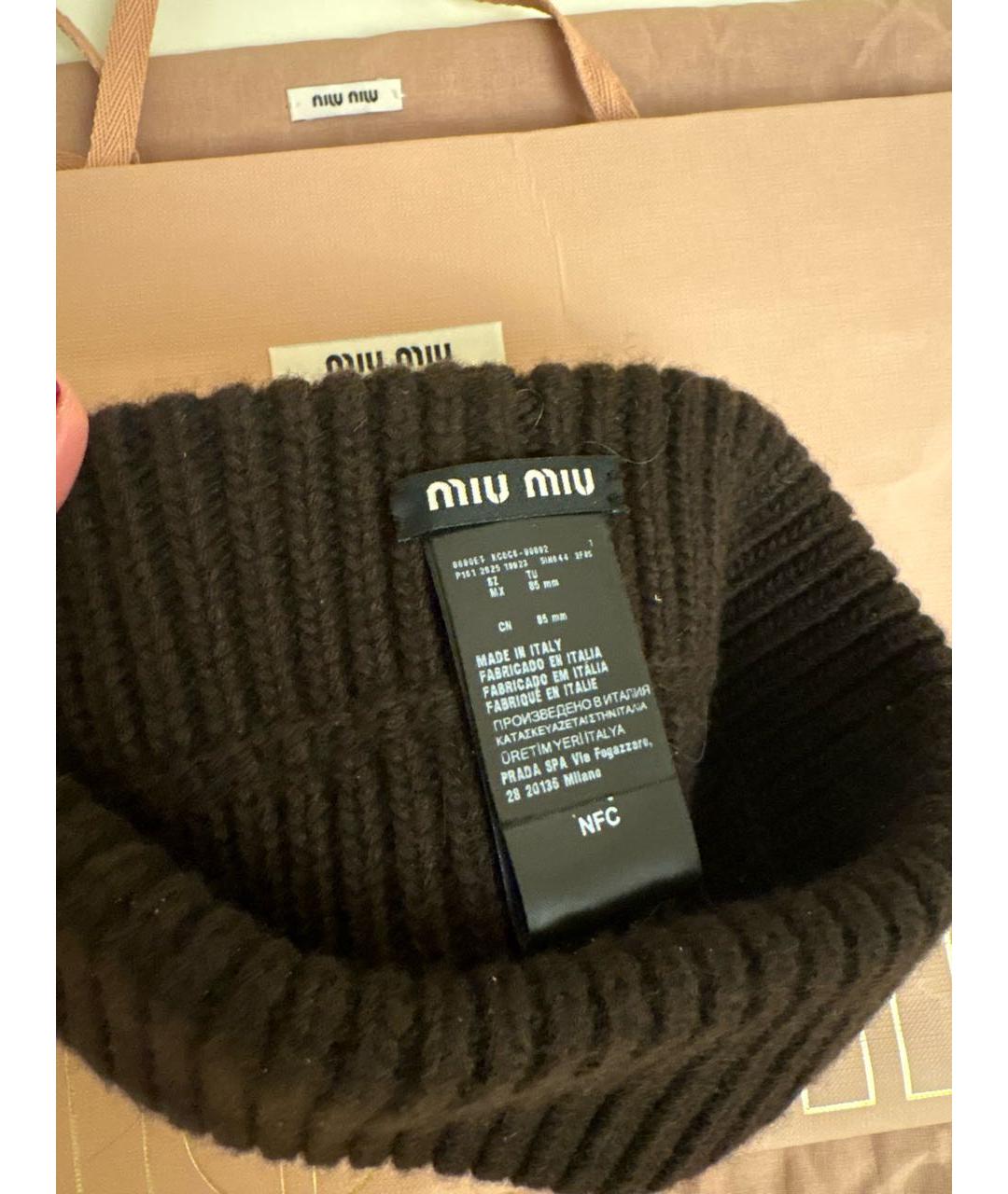 MIU MIU Коричневая повязка на голову, фото 2