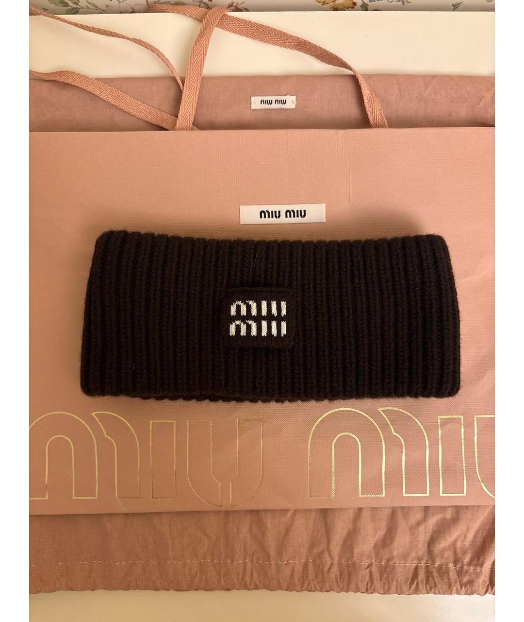 MIU MIU Коричневая повязка на голову, фото 4