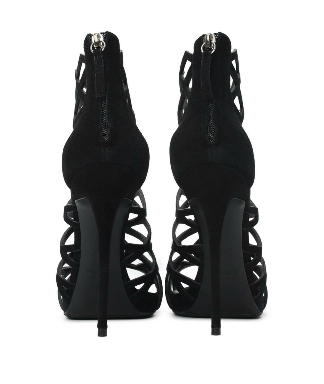 GIUSEPPE ZANOTTI DESIGN Черные замшевые босоножки, фото 4