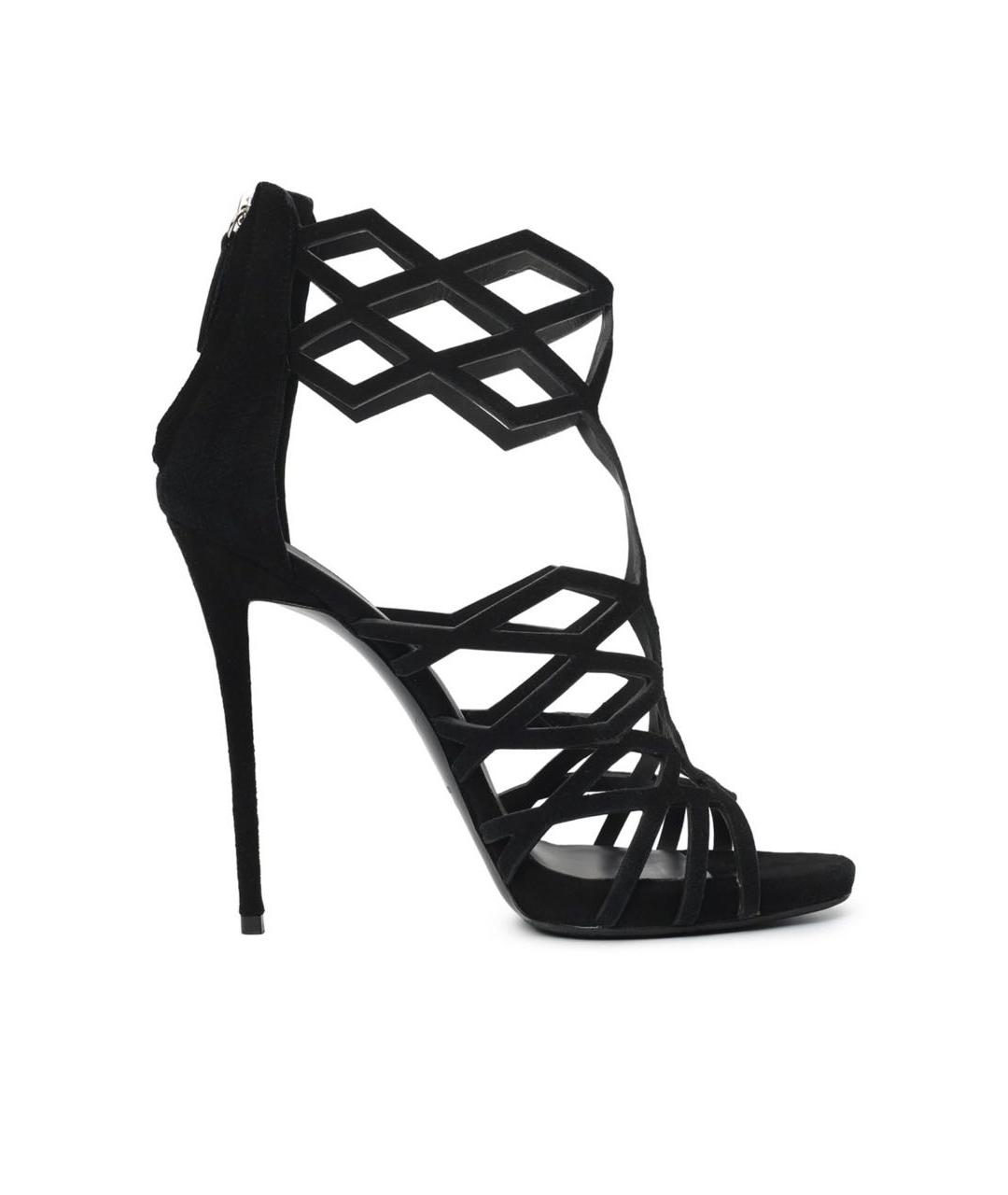 GIUSEPPE ZANOTTI DESIGN Черные замшевые босоножки, фото 1