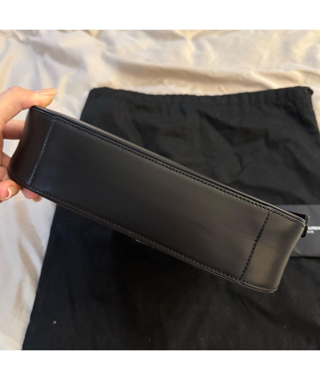 SAINT LAURENT Черная кожаная сумка с короткими ручками, фото 4