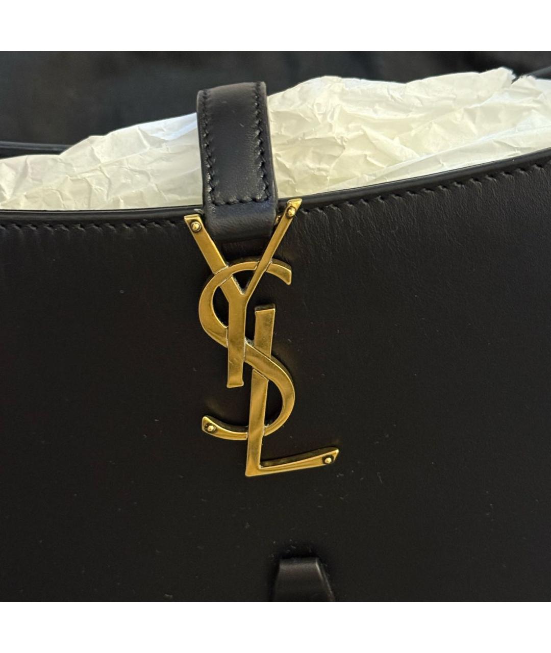 SAINT LAURENT Черная кожаная сумка с короткими ручками, фото 6