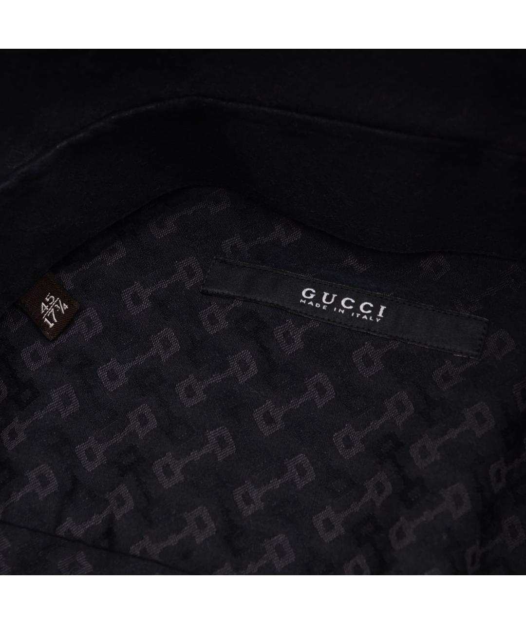 GUCCI Черная хлопковая классическая рубашка, фото 4