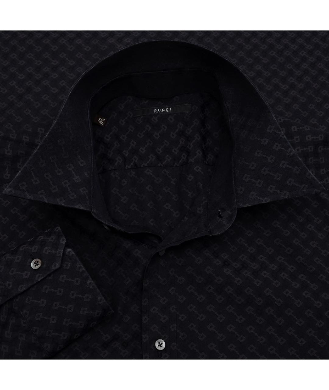 GUCCI Черная хлопковая классическая рубашка, фото 3