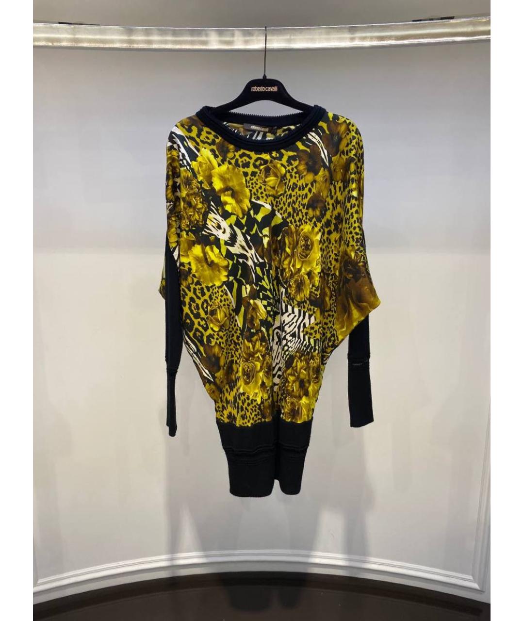 ROBERTO CAVALLI Желтое шелковое вечернее платье, фото 4