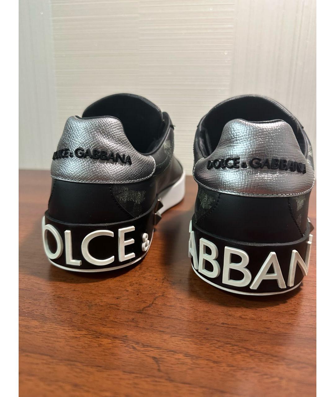 DOLCE&GABBANA Черные кожаные низкие кроссовки / кеды, фото 4