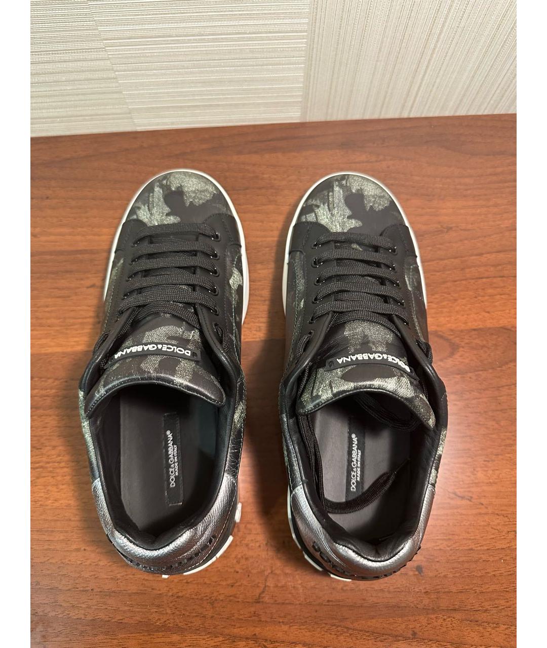 DOLCE&GABBANA Черные кожаные низкие кроссовки / кеды, фото 3