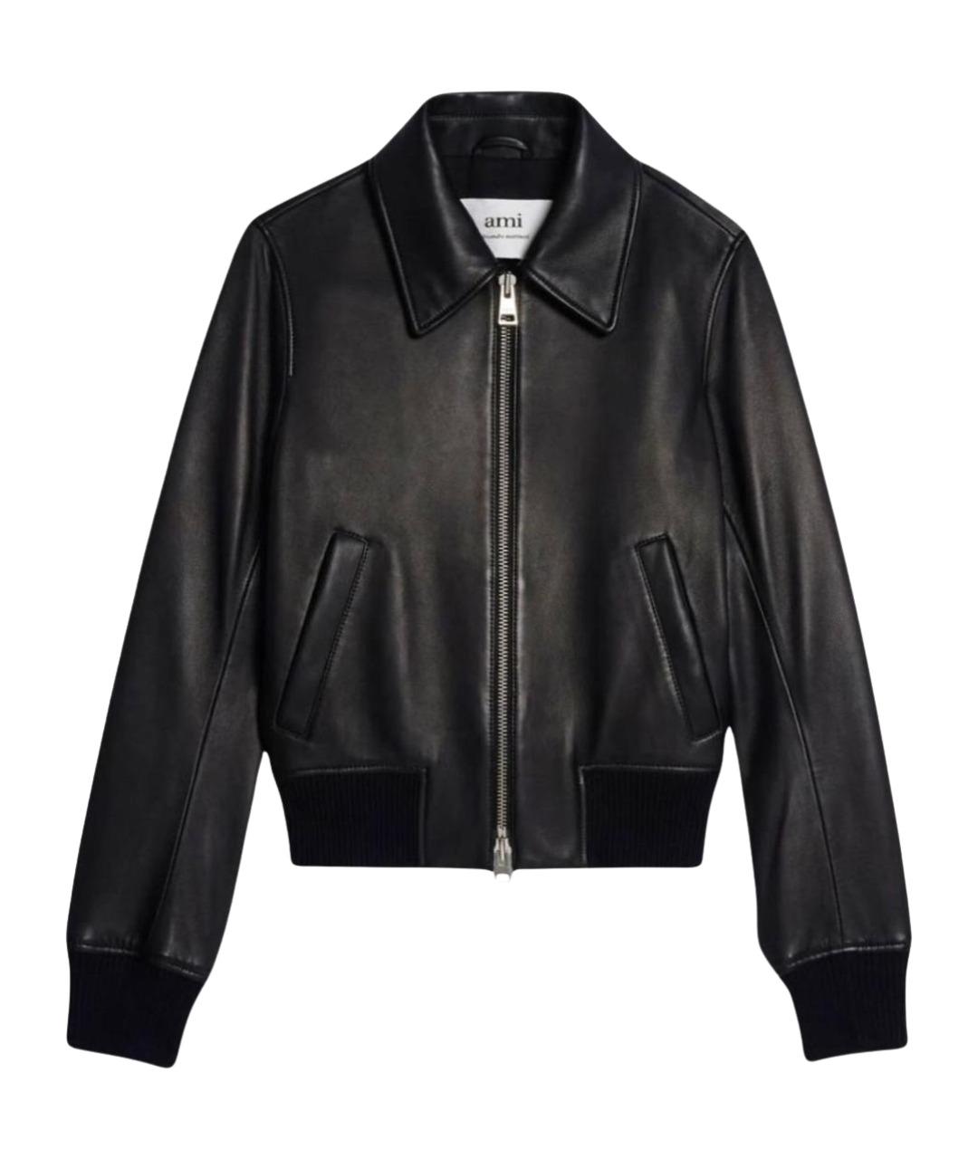 Ami Paris Черная кожаная куртка, фото 1