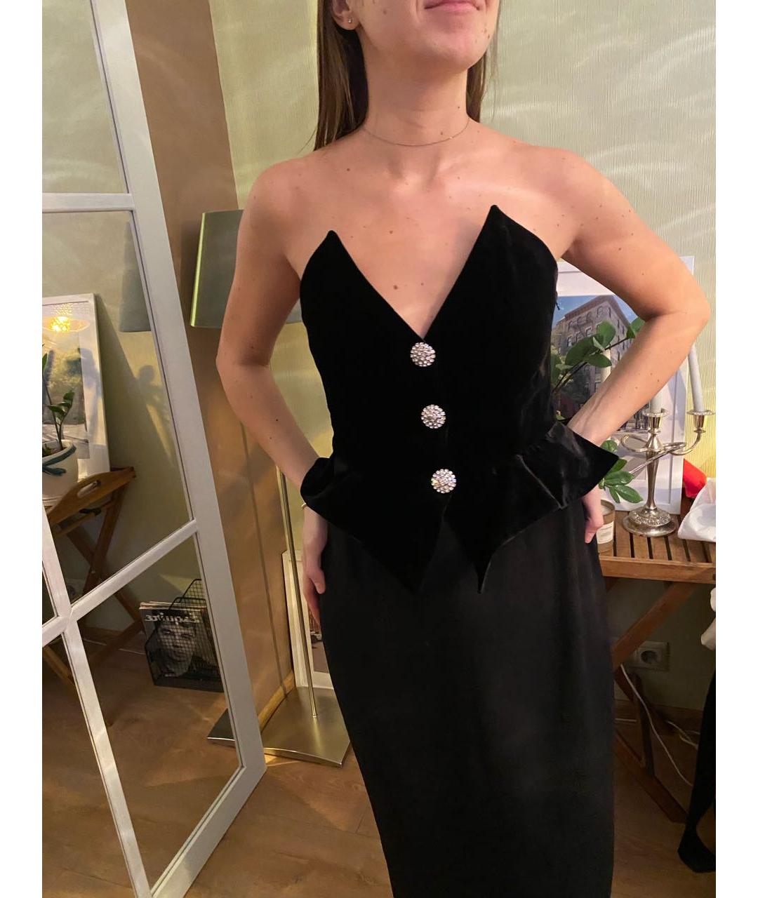 ALESSANDRA RICH Черное вискозное вечернее платье, фото 7