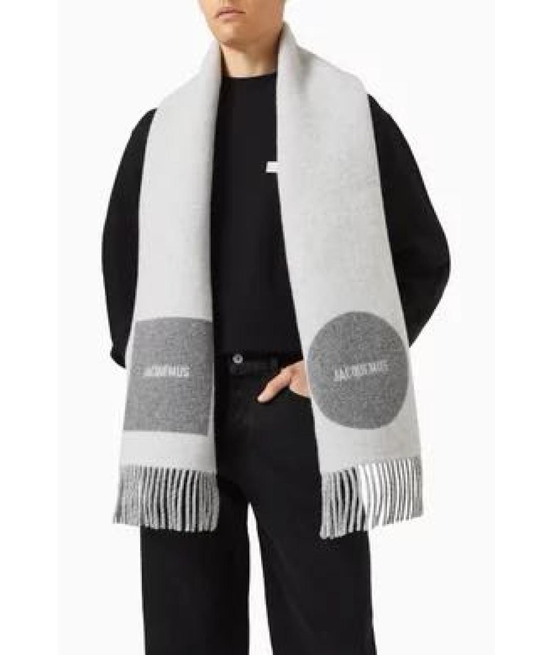 JACQUEMUS Серый шерстяной шарф, фото 4