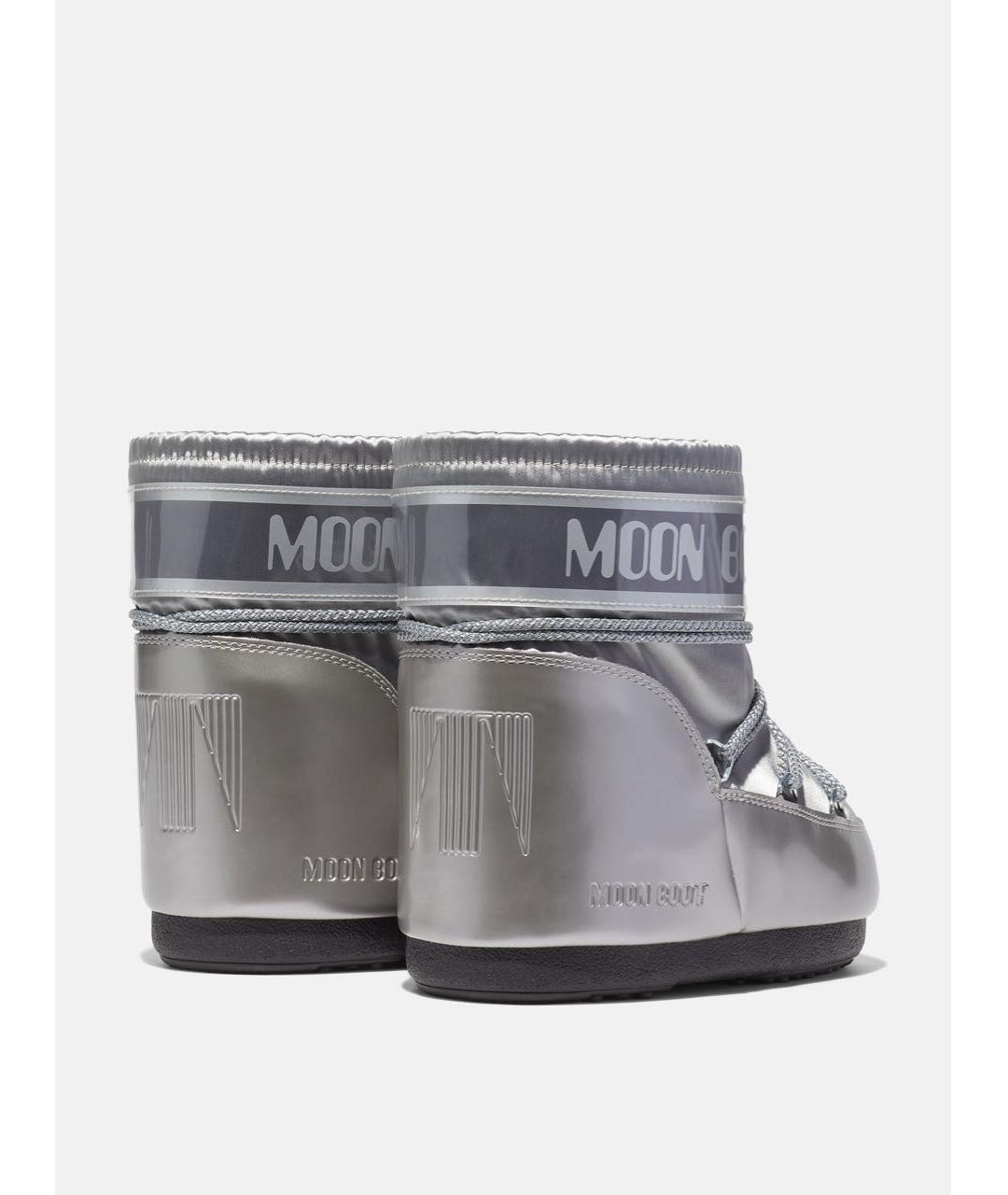 MOON BOOT Серебряные текстильные сапоги, фото 2