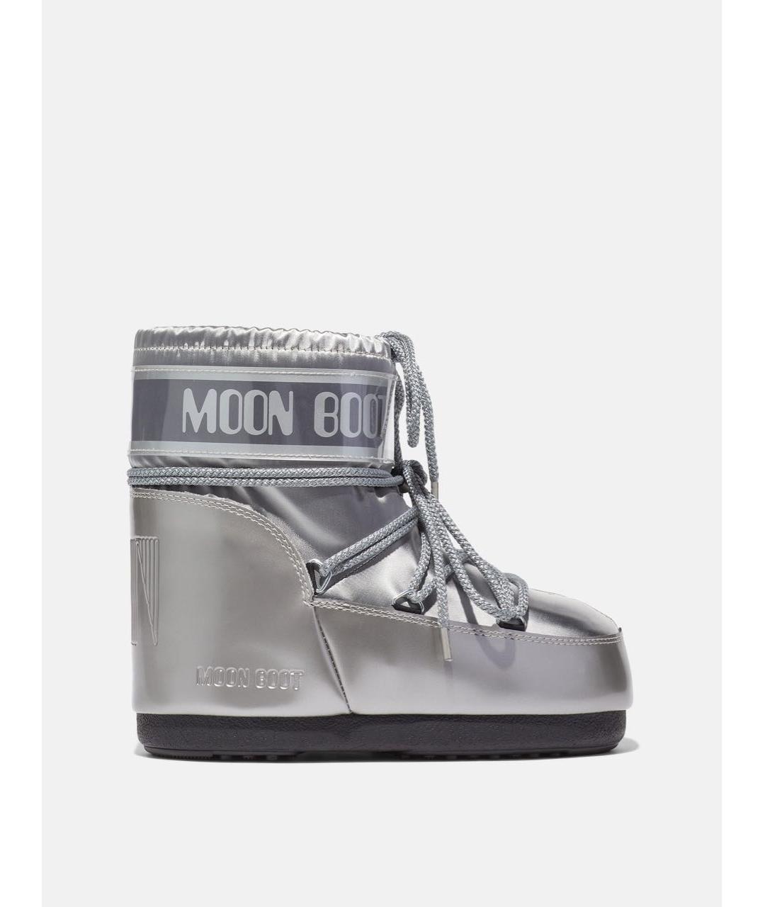 MOON BOOT Серебряные текстильные сапоги, фото 7