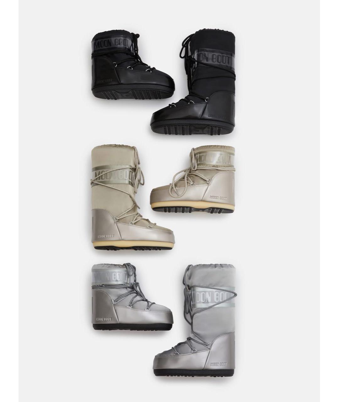 MOON BOOT Серебряные текстильные сапоги, фото 3