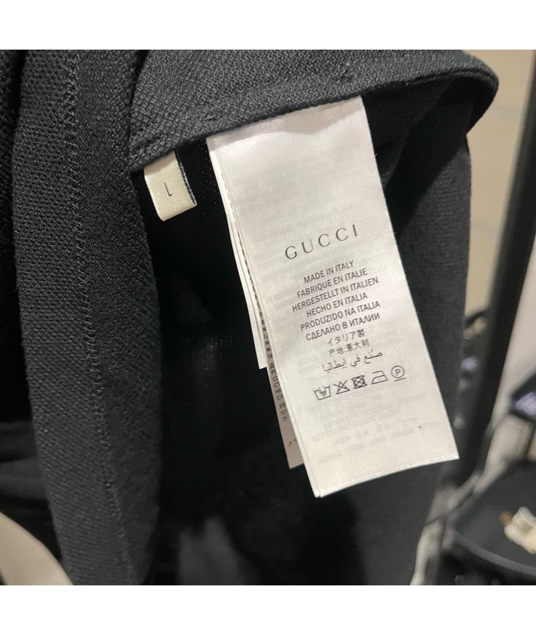 GUCCI Черное хлопко-эластановое поло с коротким рукавом, фото 6