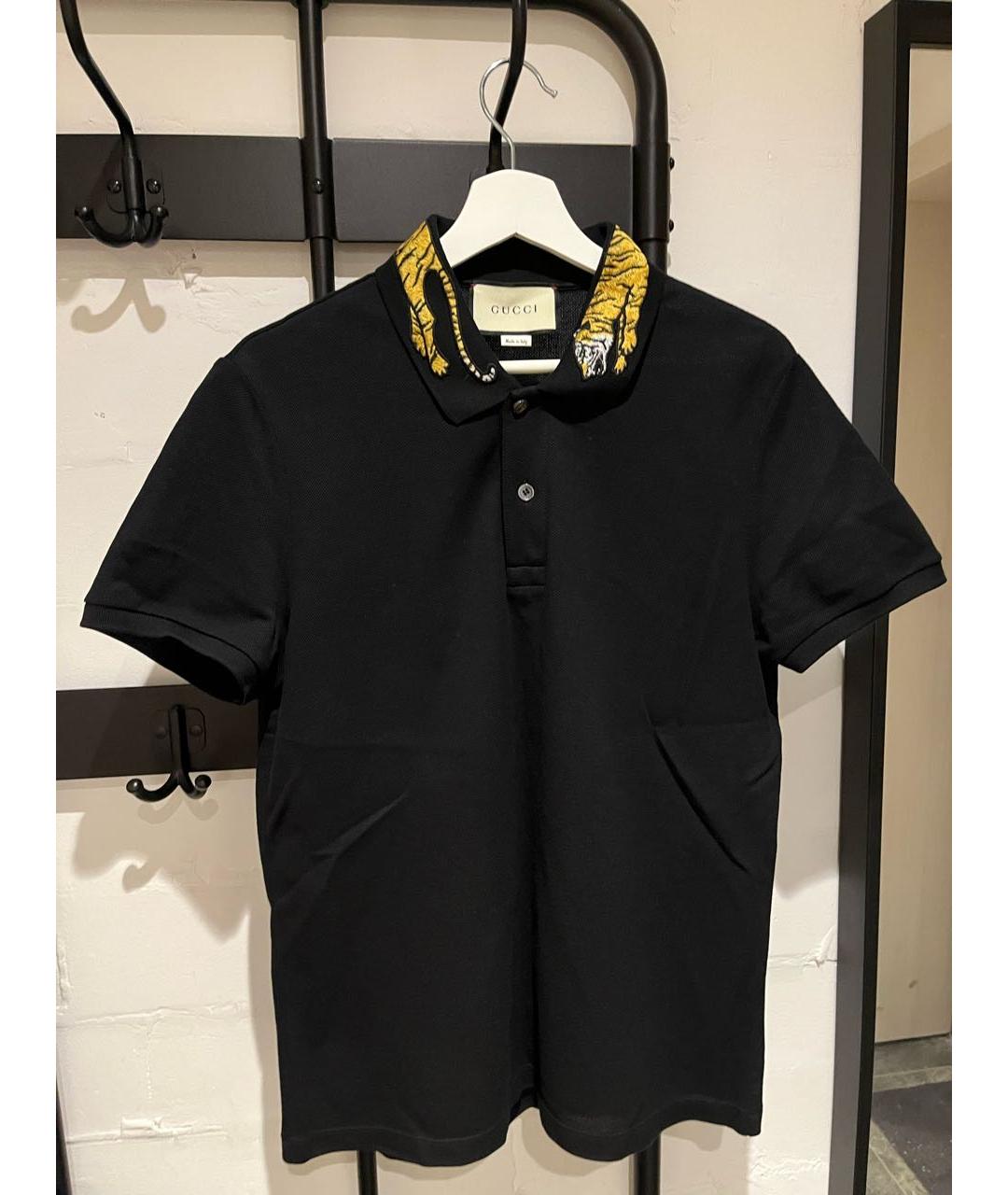 GUCCI Черное хлопко-эластановое поло с коротким рукавом, фото 8