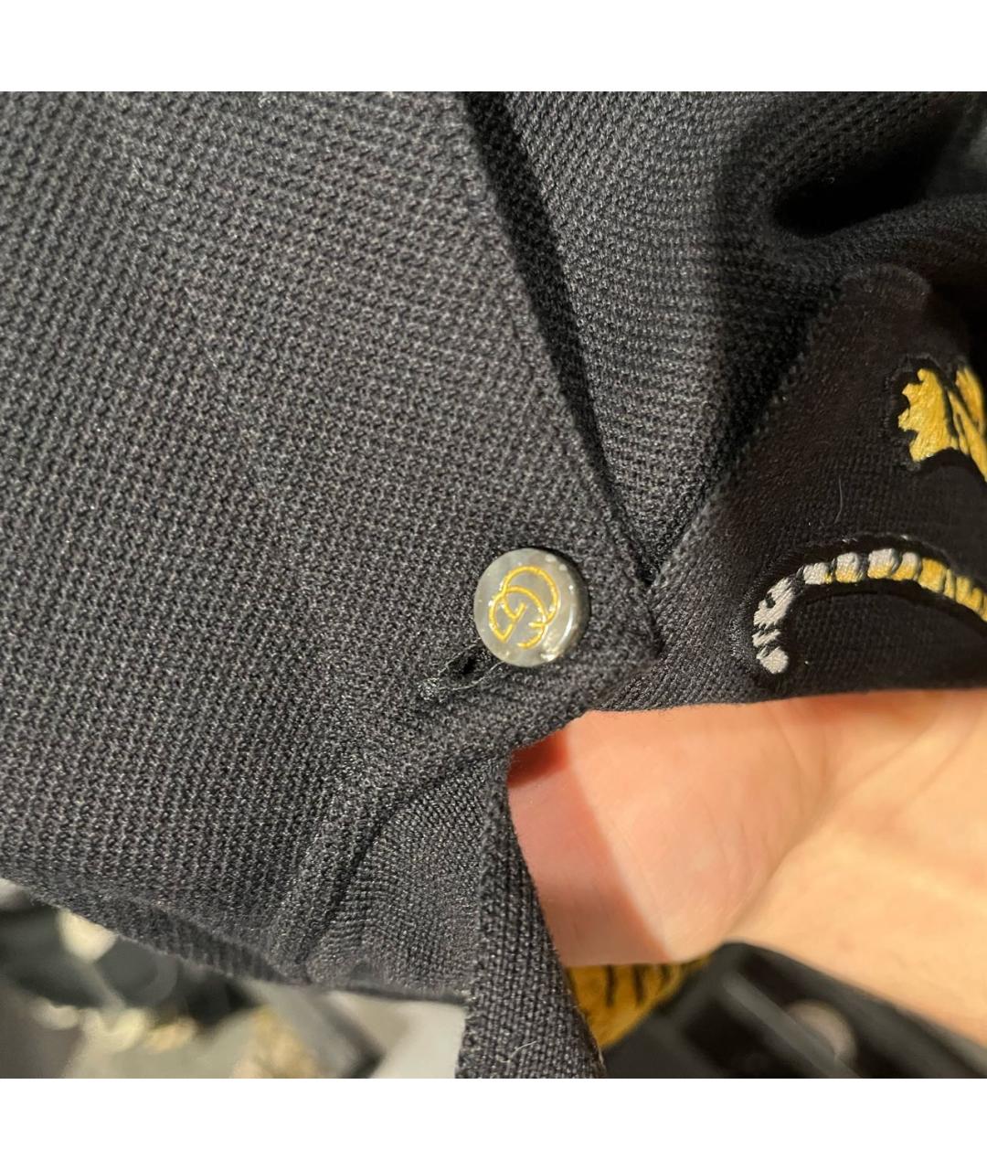 GUCCI Черное хлопко-эластановое поло с коротким рукавом, фото 5