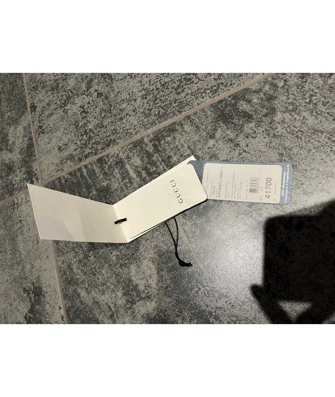 GUCCI Черное хлопко-эластановое поло с коротким рукавом, фото 7