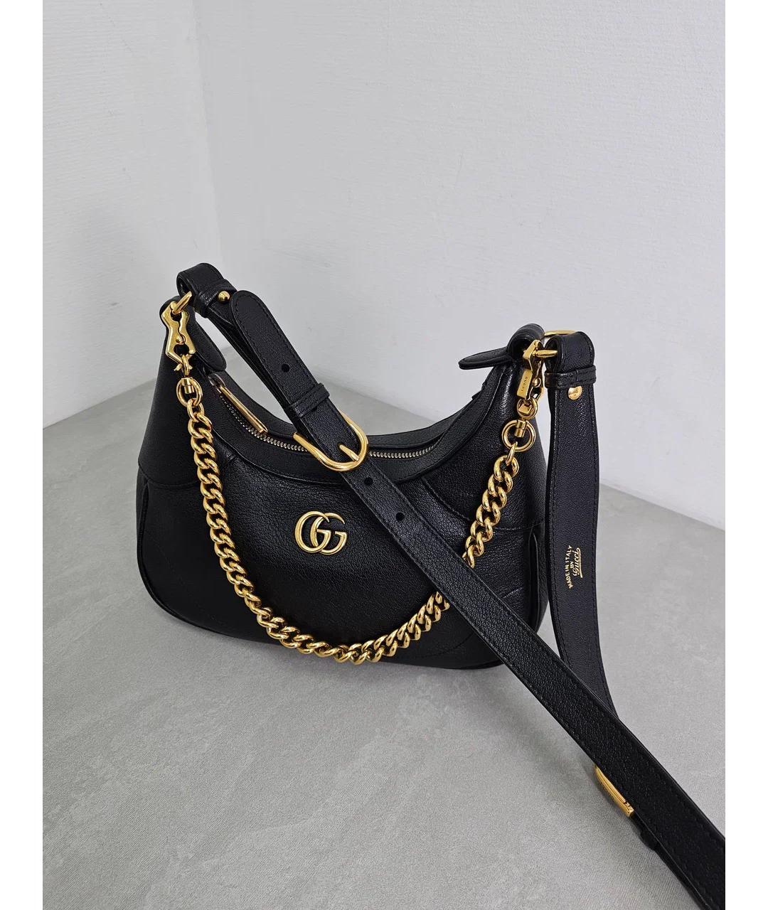 GUCCI Черная кожаная сумка через плечо, фото 6