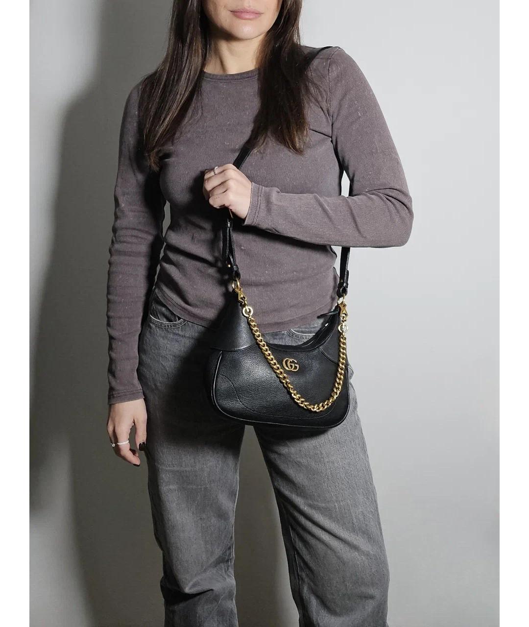 GUCCI Черная кожаная сумка через плечо, фото 9