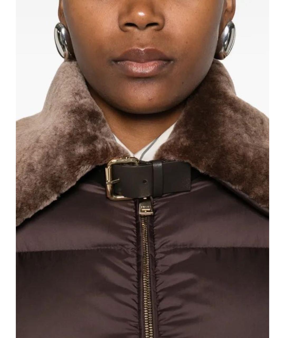 FENDI Коричневый полиэстеровый пуховик, фото 5