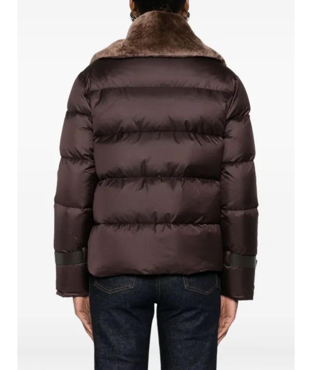 FENDI Коричневый полиэстеровый пуховик, фото 4
