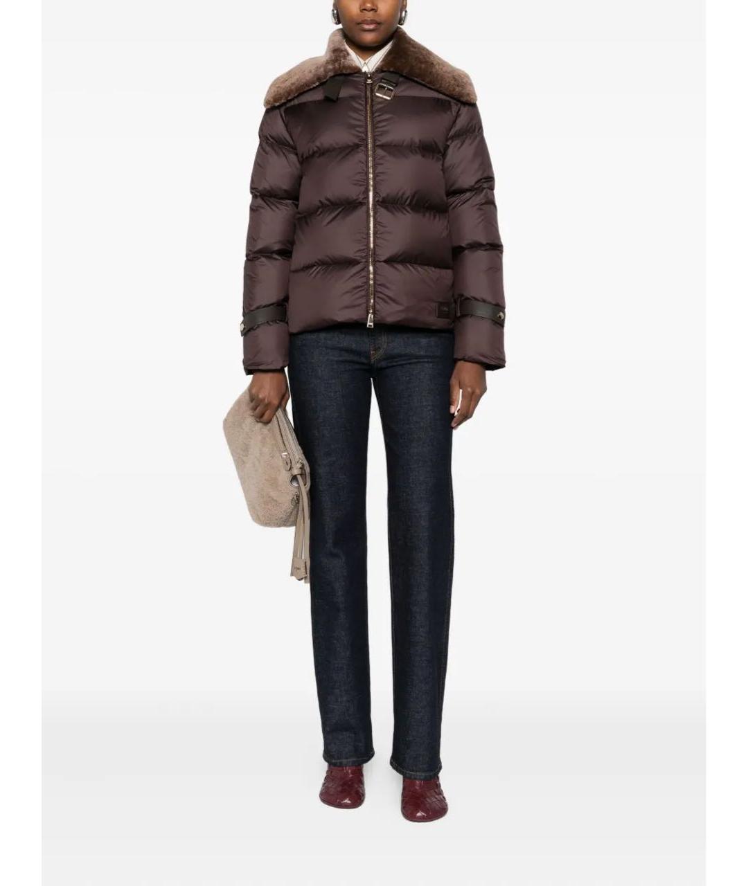 FENDI Коричневый полиэстеровый пуховик, фото 2