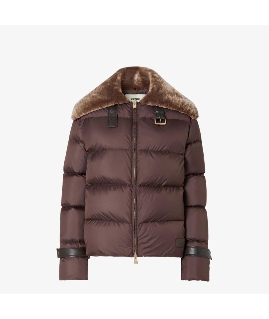 FENDI Коричневый полиэстеровый пуховик, фото 1