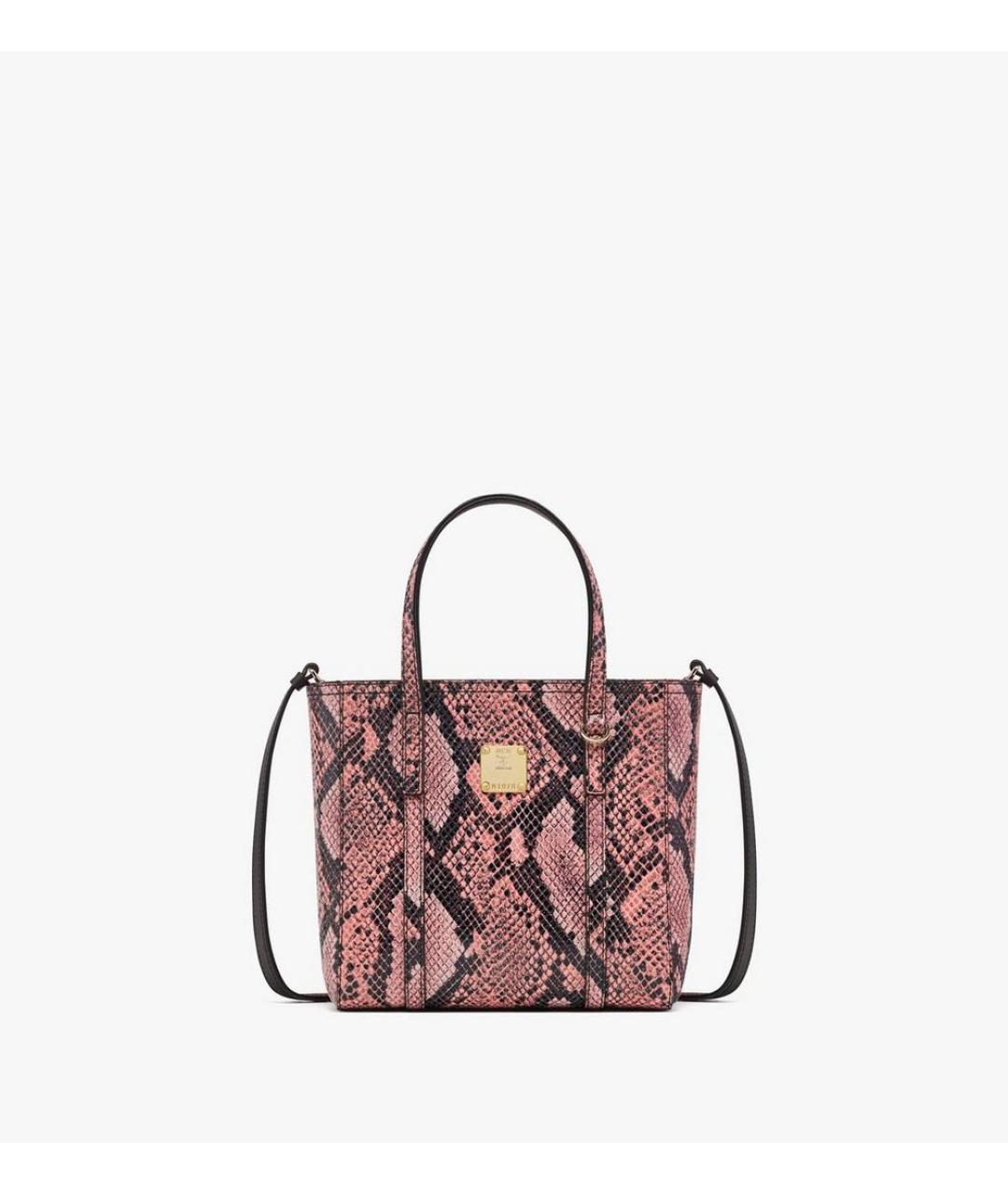 MCM Розовая кожаная сумка с короткими ручками, фото 10