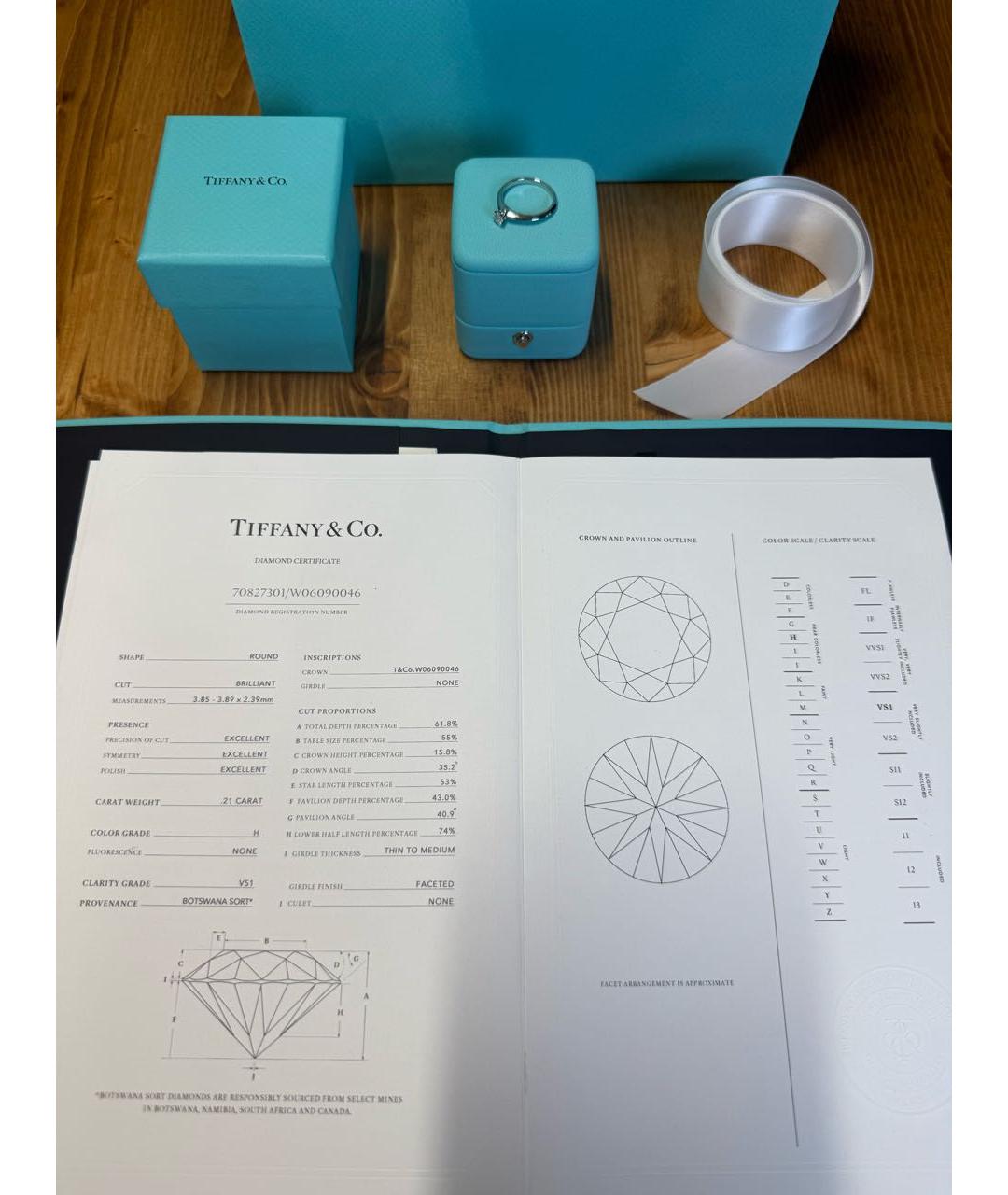 TIFFANY&CO Серебряное платиновое кольцо, фото 6